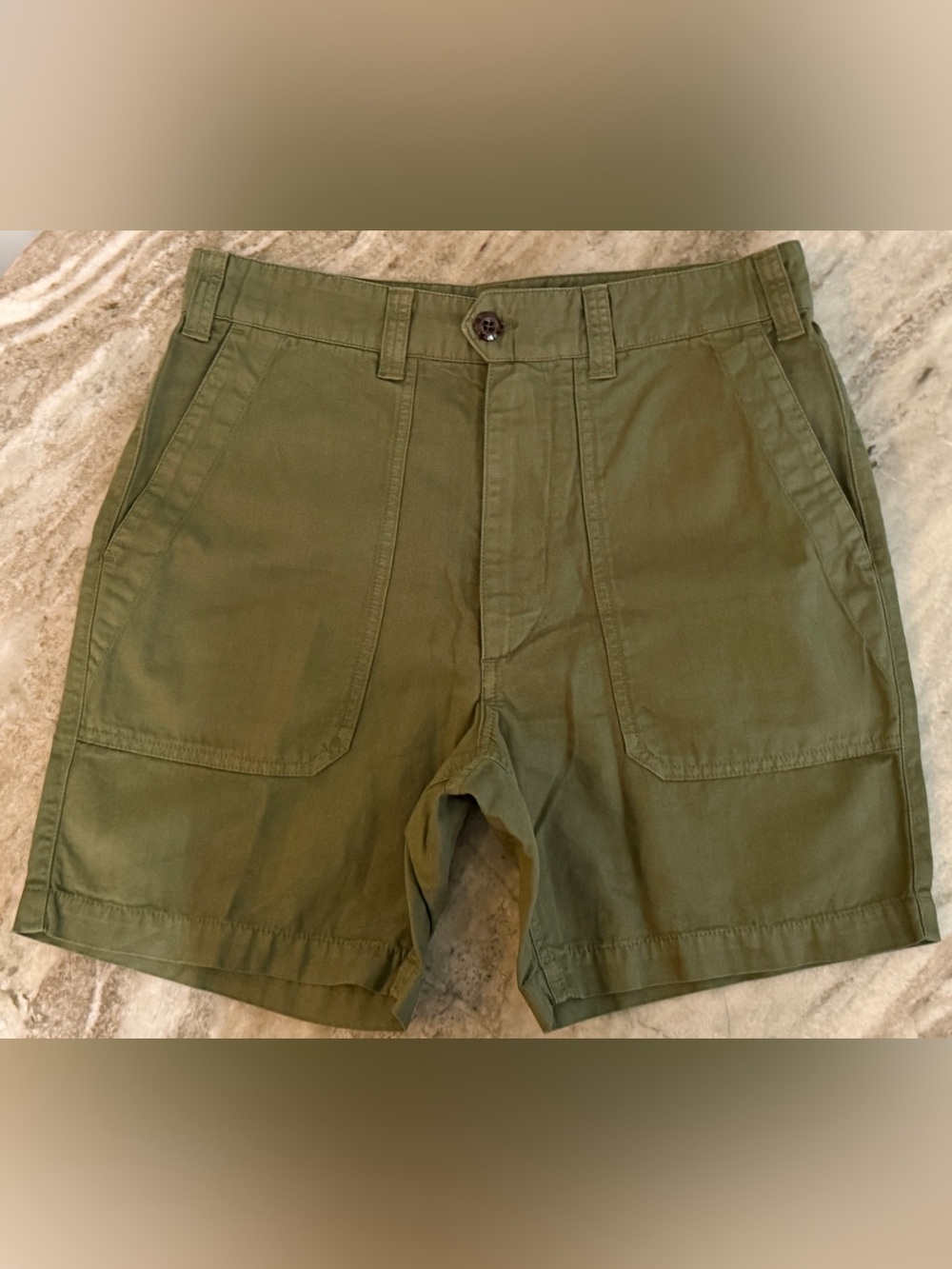 DRAKE’S SHORTS MILITARY GREEN COTTON TODD MASON ARMY $400 30 SNYDER BUCK
